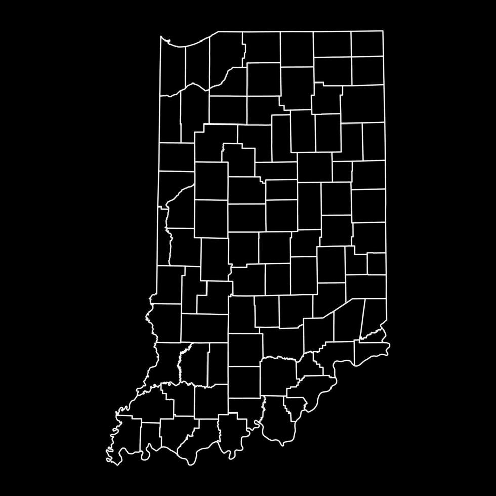 Indiana state map with counties. Vector illustration.