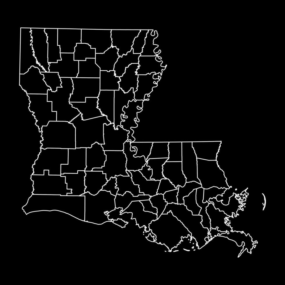 Louisiana state map with counties. Vector illustration.