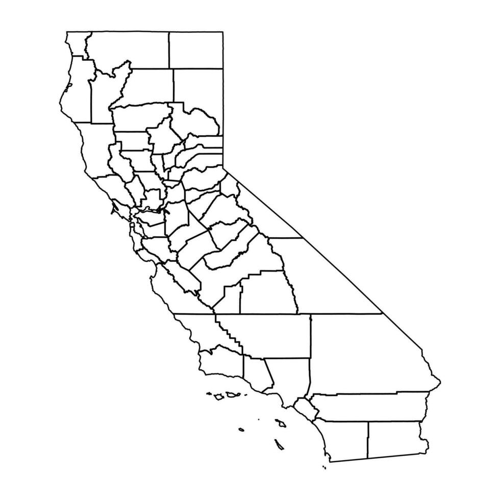 California state map with counties. Vector illustration.