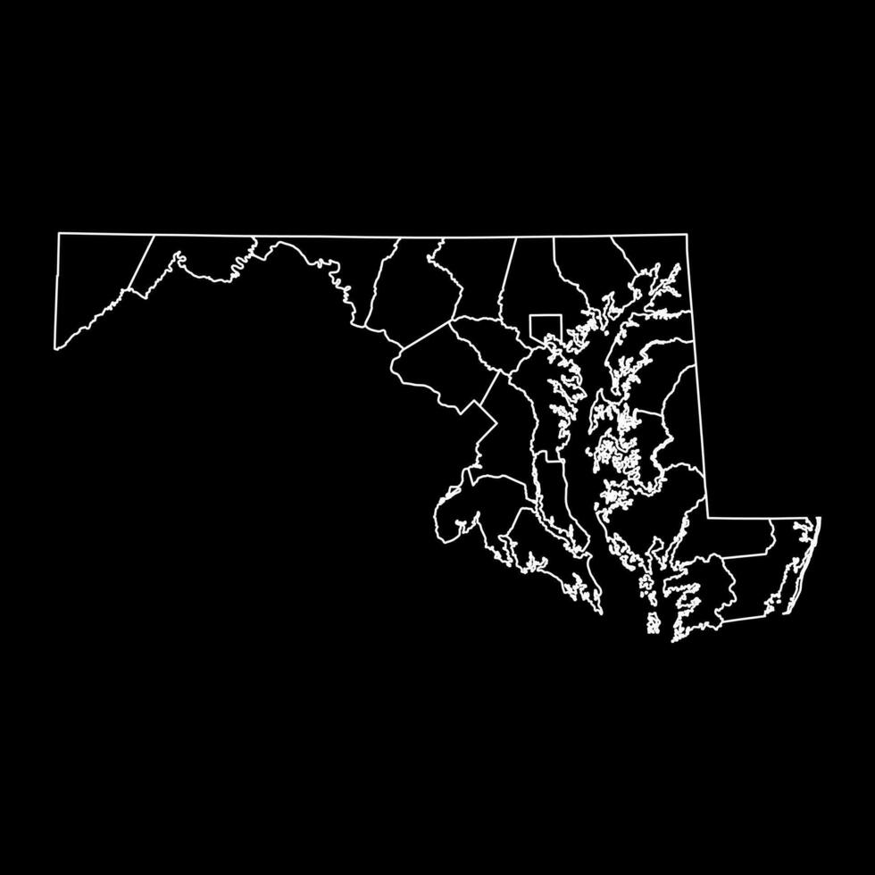 Maryland state map with counties. Vector illustration.