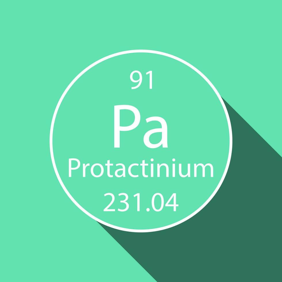 Protactinium symbol with long shadow design. Chemical element of the periodic table. Vector illustration.