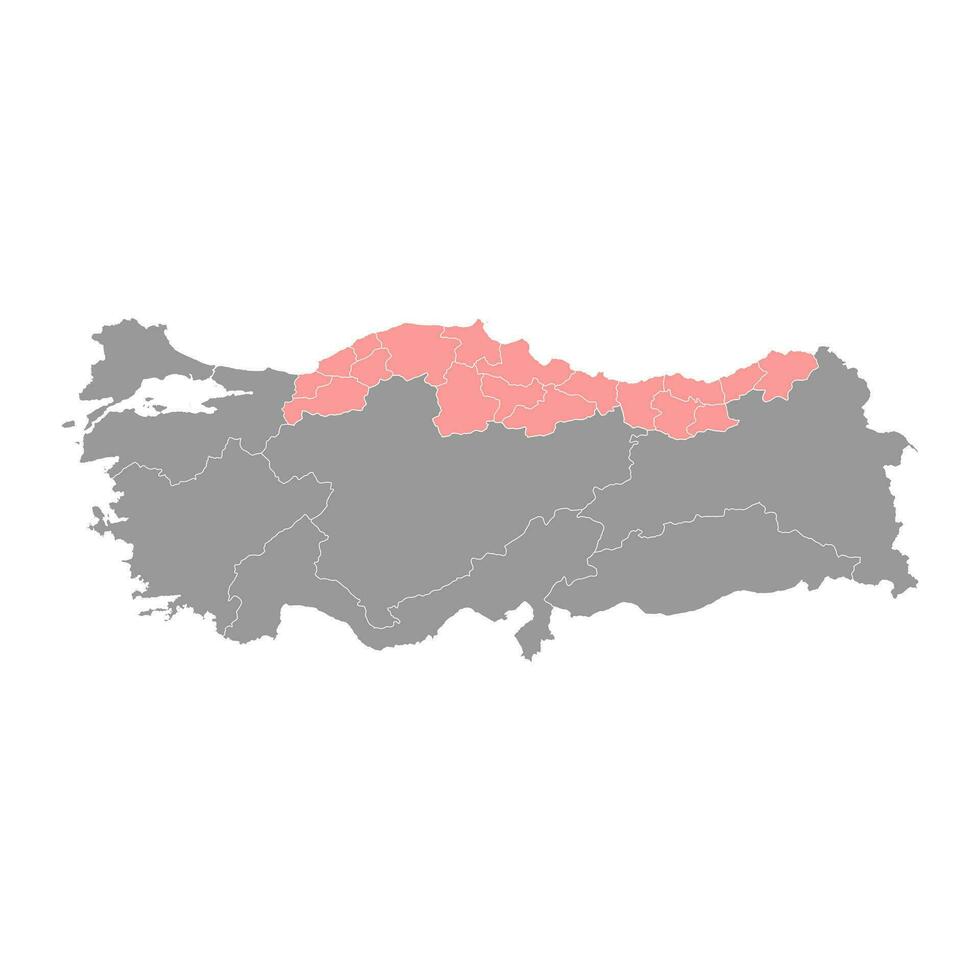 negro mar región mapa, administrativo divisiones de pavo. vector ilustración.