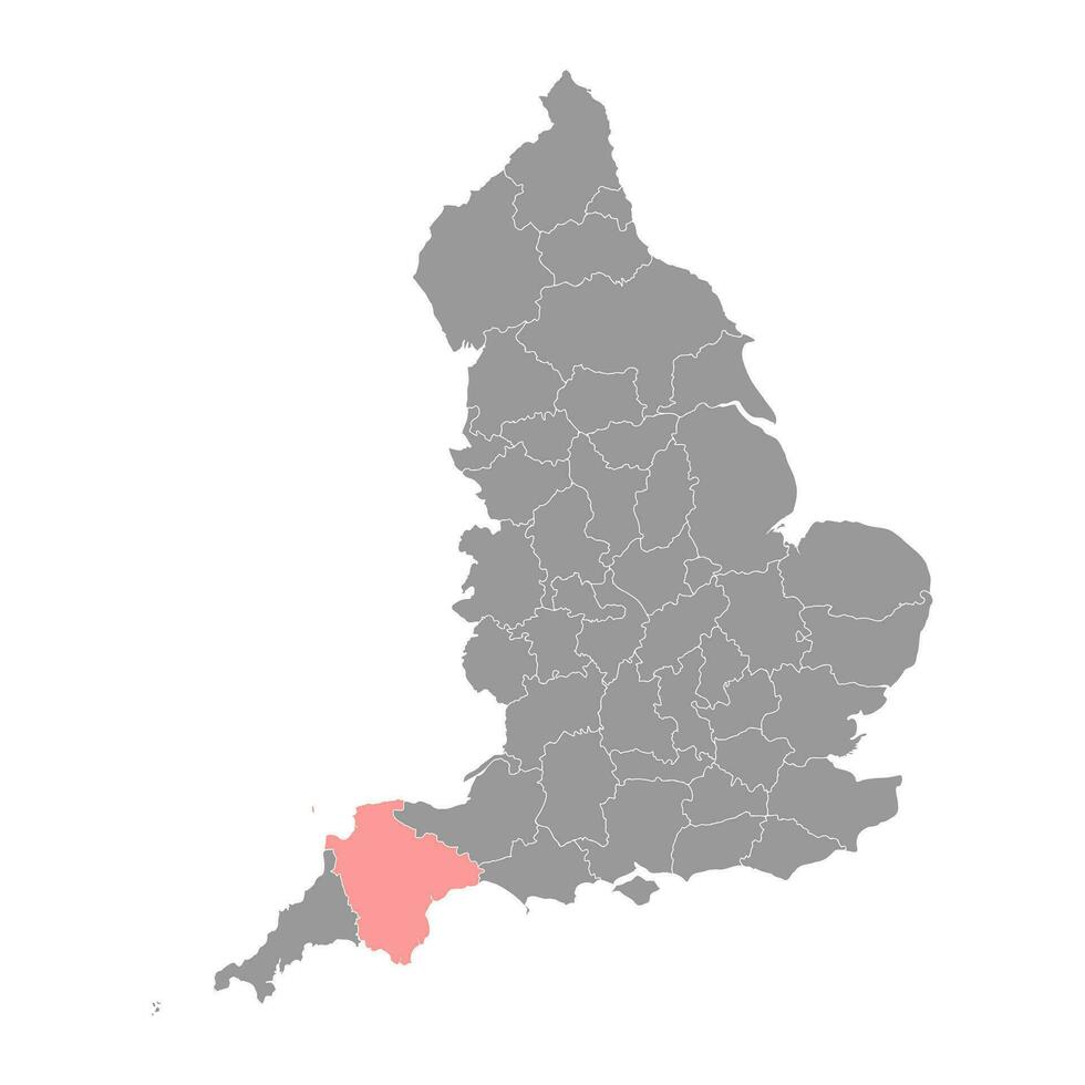 devon mapa, administrativo condado de Inglaterra. vector ilustración.