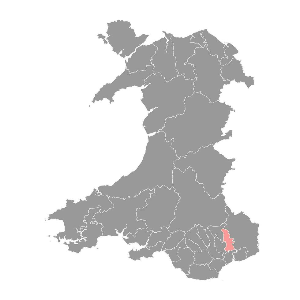 Torfaen map, district of Wales. Vector illustration.