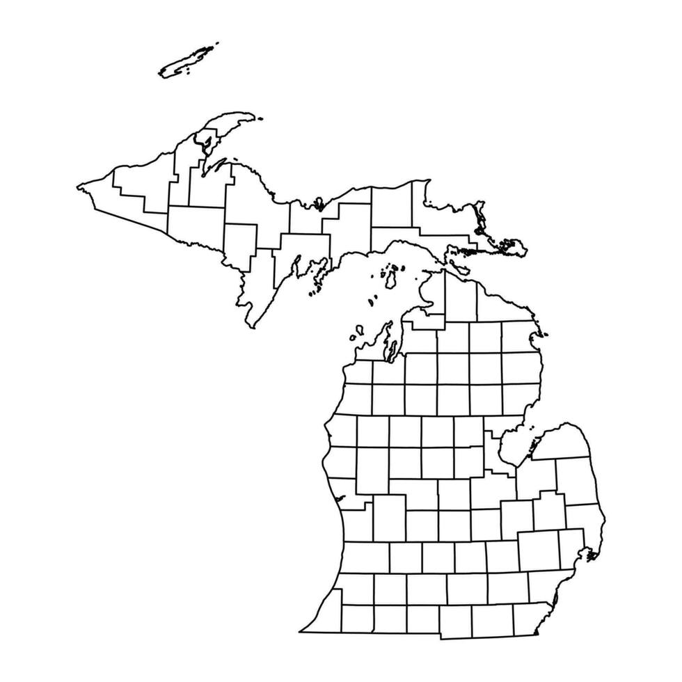 Michigan estado mapa con condados vector ilustración.