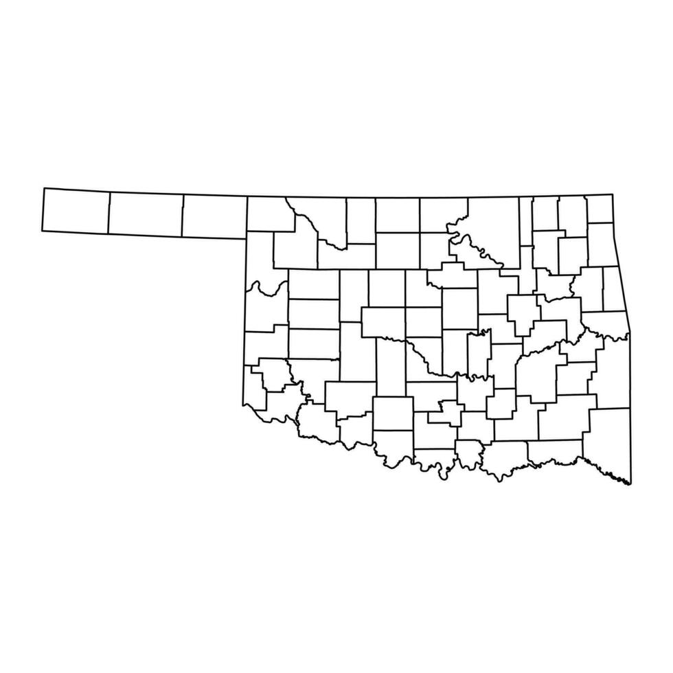 Oklahoma state map with counties. Vector illustration.