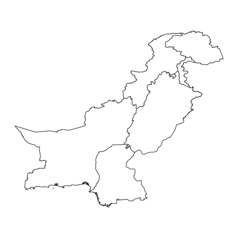 Map of Pakistan with regions. Vector illustration.