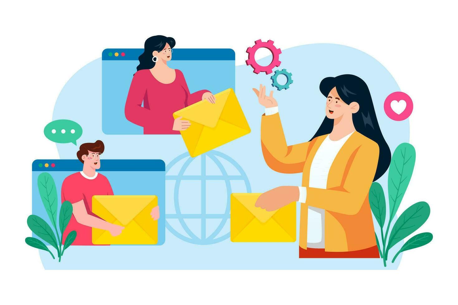 Email service supports the integration of third-party email clients. vector