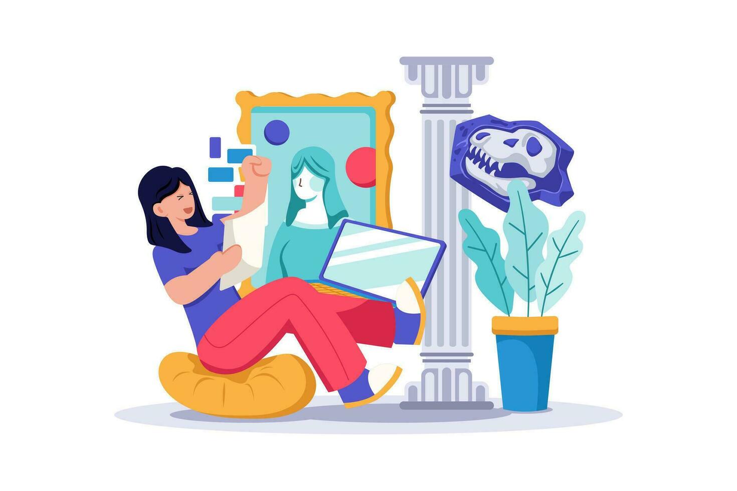 A student takes notes during a history class. 25452290 Vector Art at