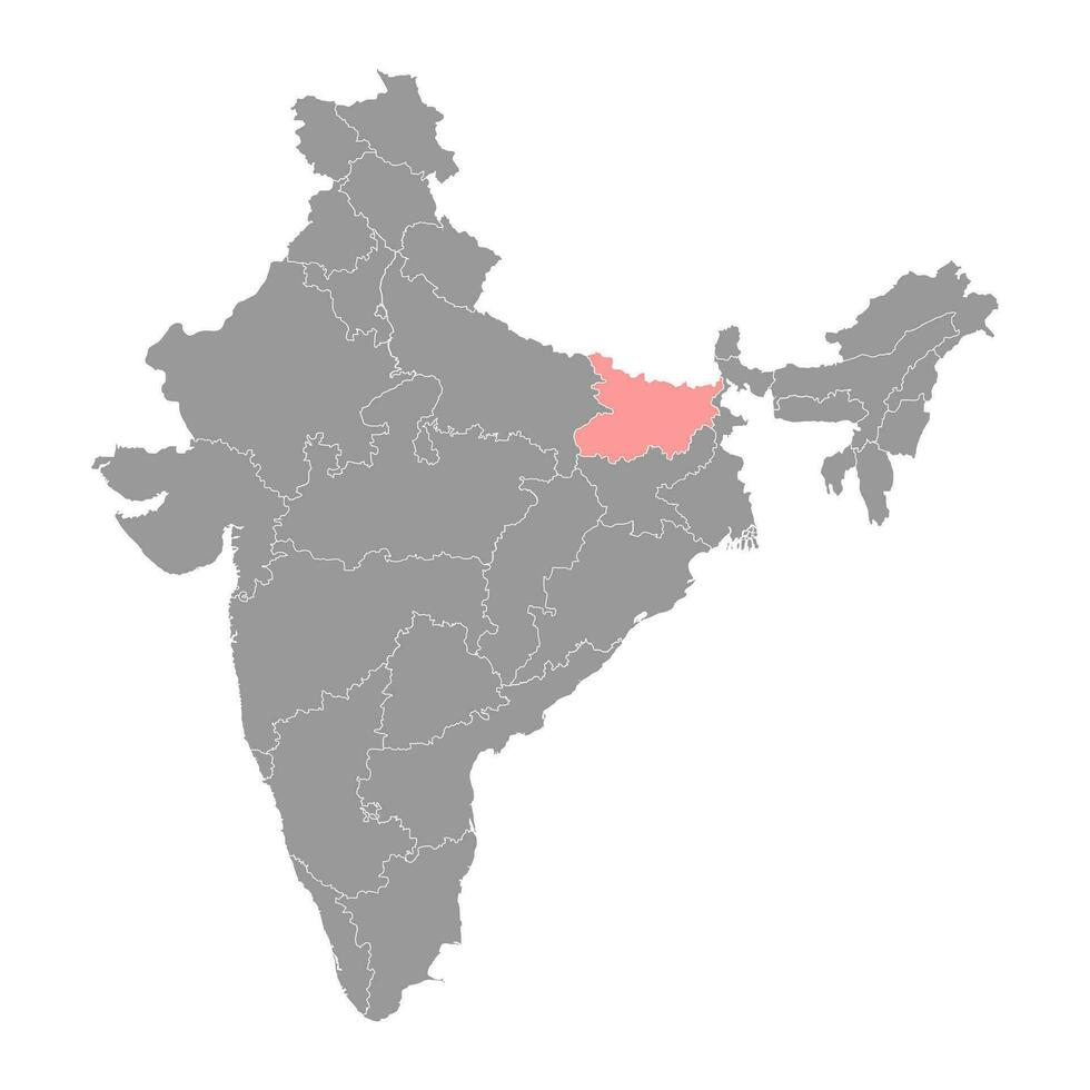 Bihar state map, administrative division of India. Vector illustration.
