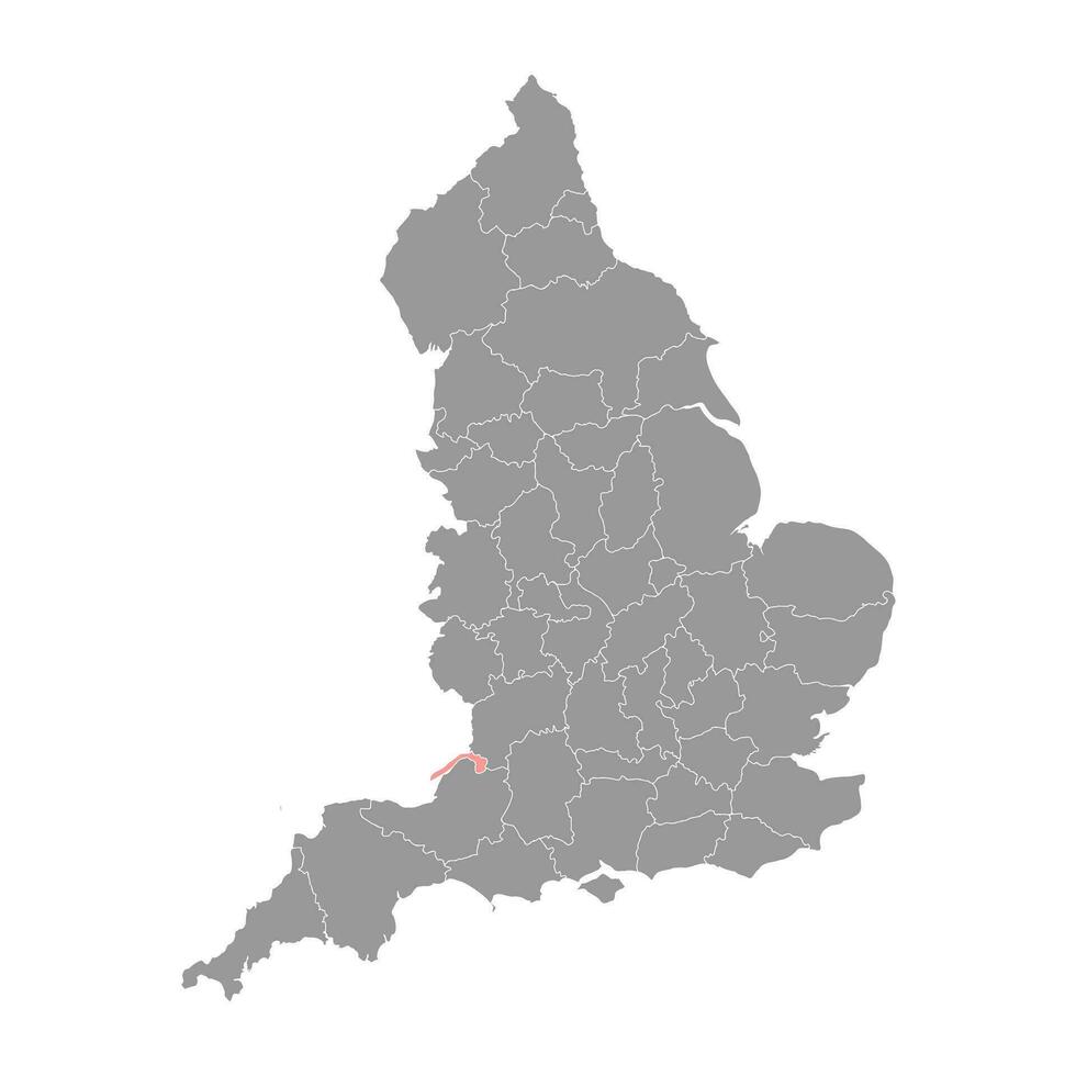 Bristol map, ceremonial county of England. Vector illustration.