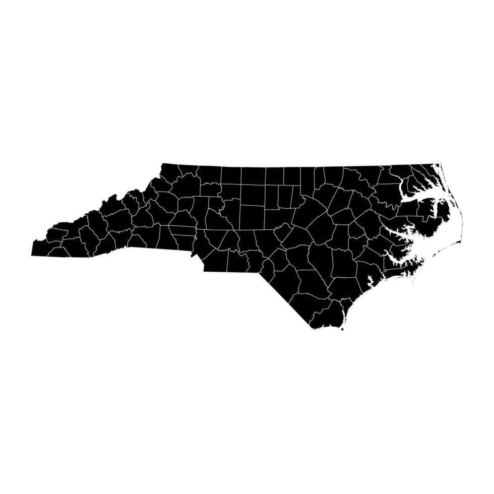 norte carolina estado mapa con condados vector ilustración.