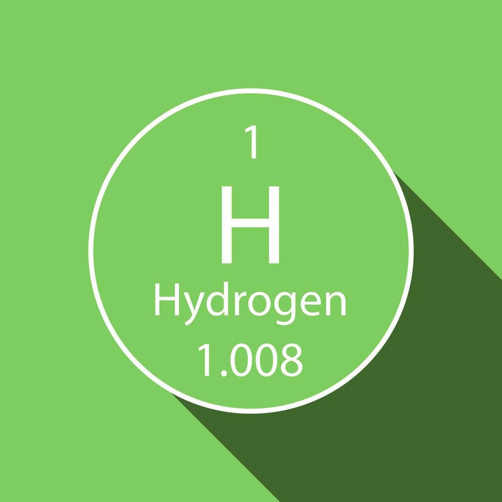 Hydrogen symbol with long shadow design. Chemical element of the periodic table. Vector illustration.