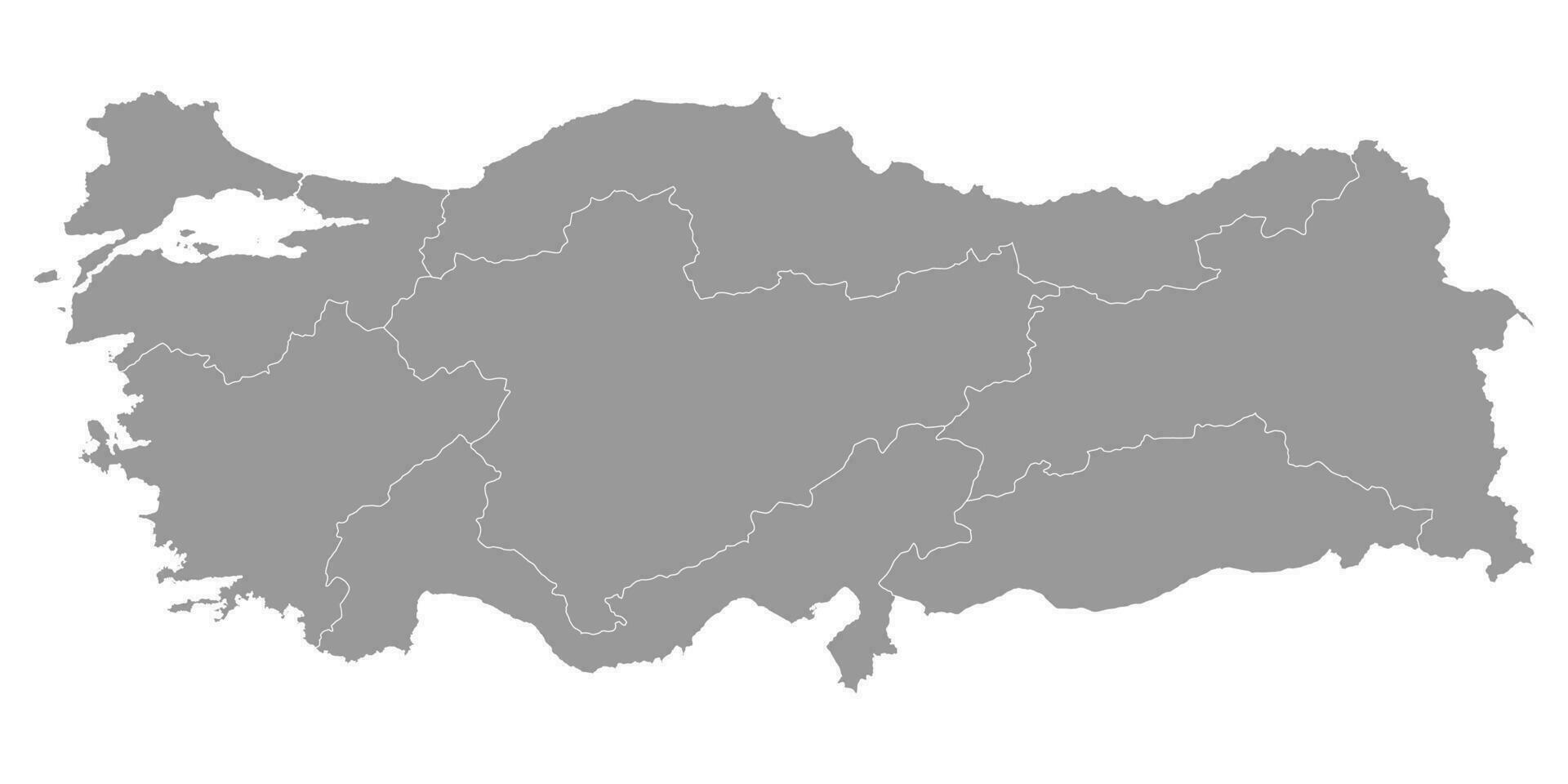 Turkey grey map with regions. Vector illustration.