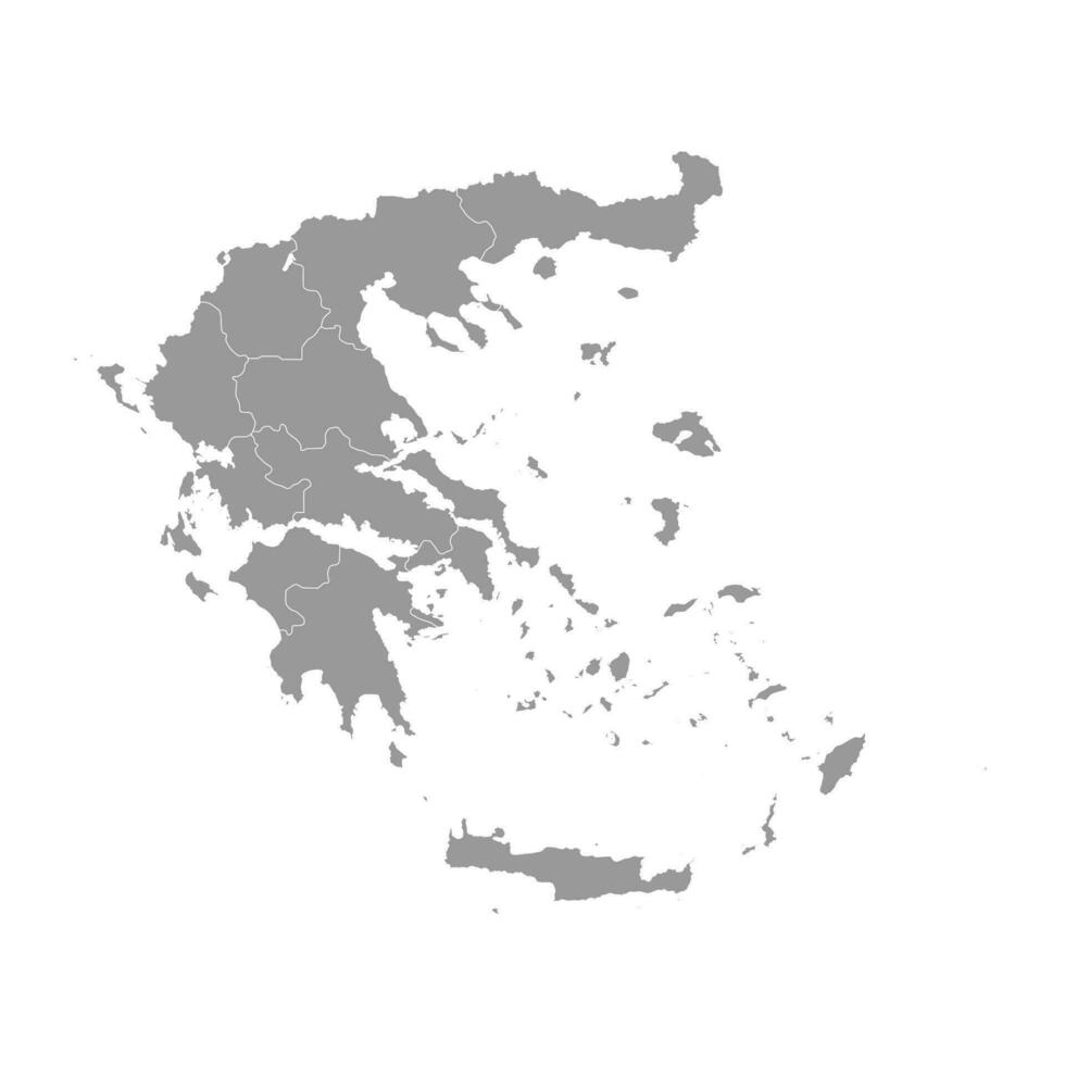 gris mapa de Grecia con administrativo regiones. vector ilustración.