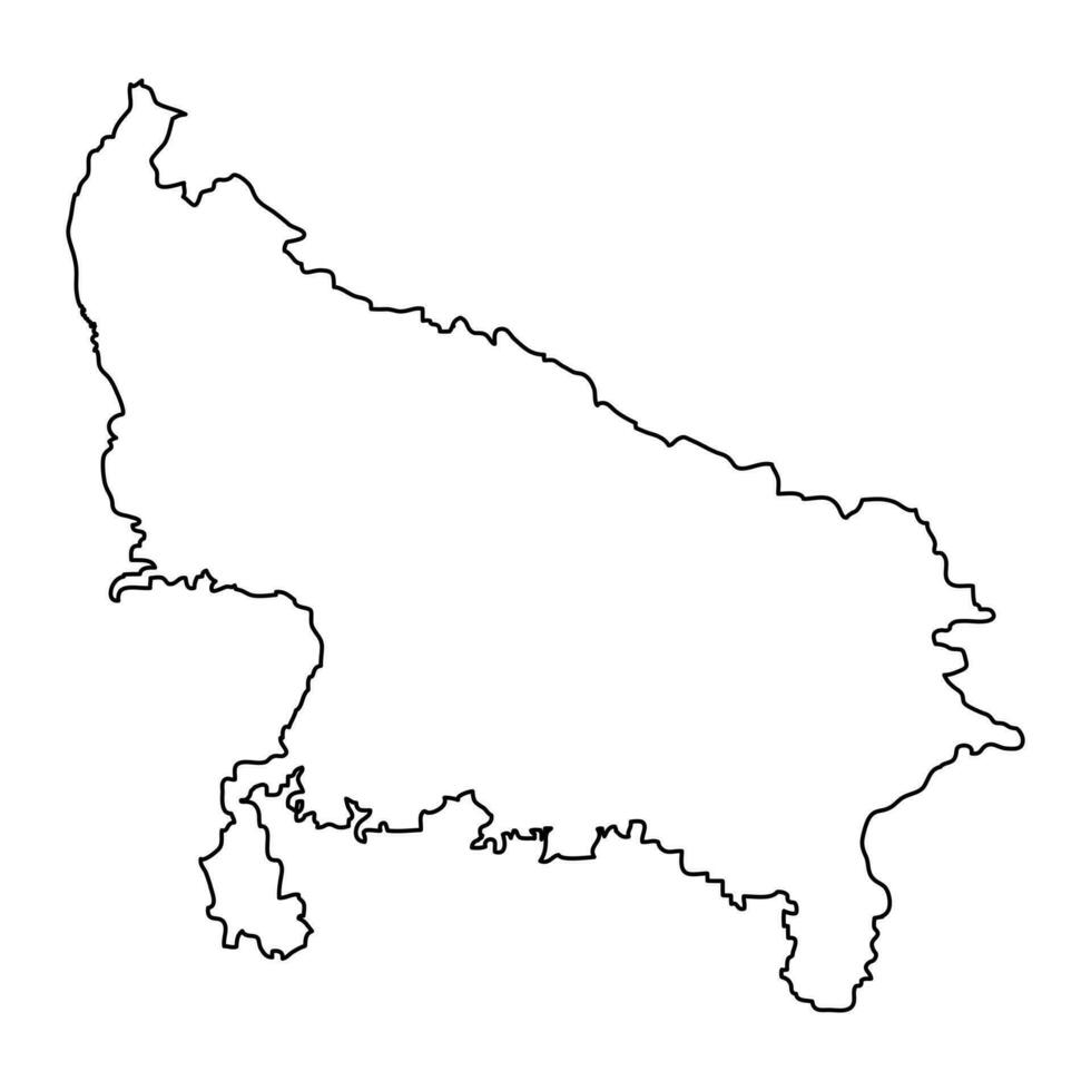 Uttar Pradesh state map, administrative division of India. Vector illustration.