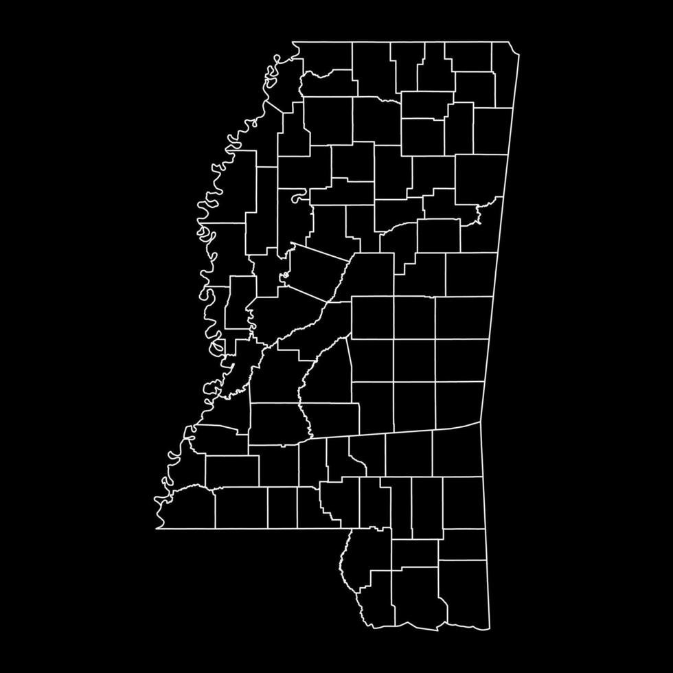 Mississippi state map with counties. Vector illustration.