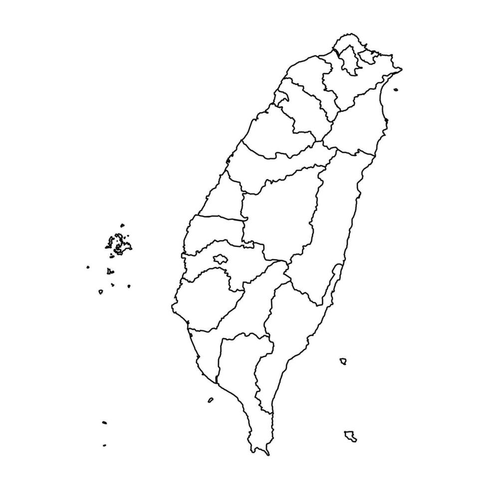 Map of Taiwan with administrative divisions. Vector illustration.