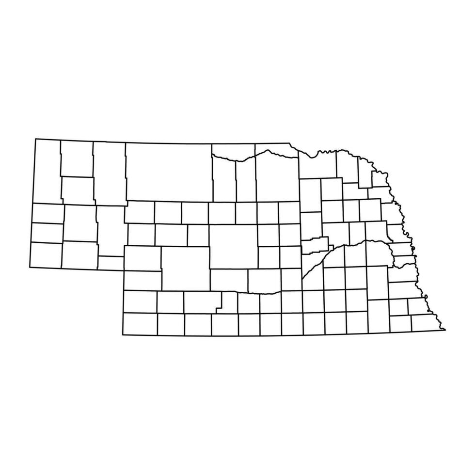 Nebraska state map with counties. Vector illustration.