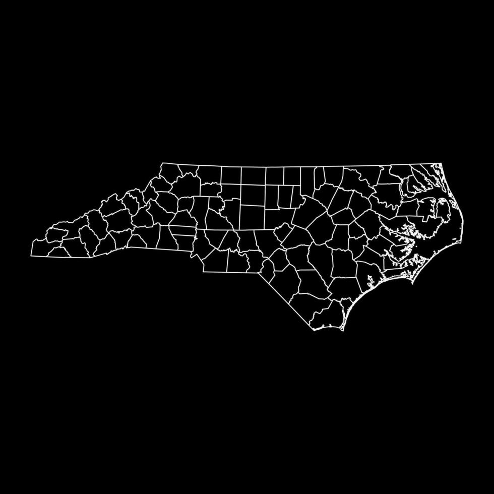norte carolina estado mapa con condados vector ilustración.