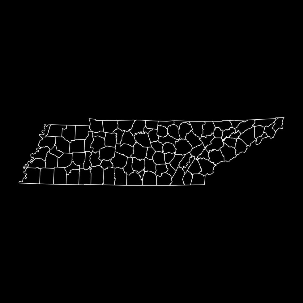 Tennessee state map with counties. Vector illustration.