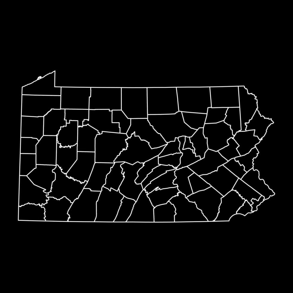 Pennsylvania state map with counties. Vector illustration.