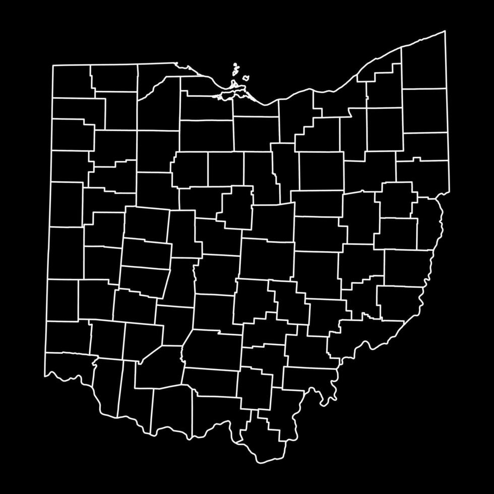 Ohio state map with counties. Vector illustration.