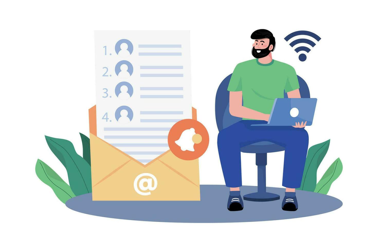 Users create and manage contact lists. vector
