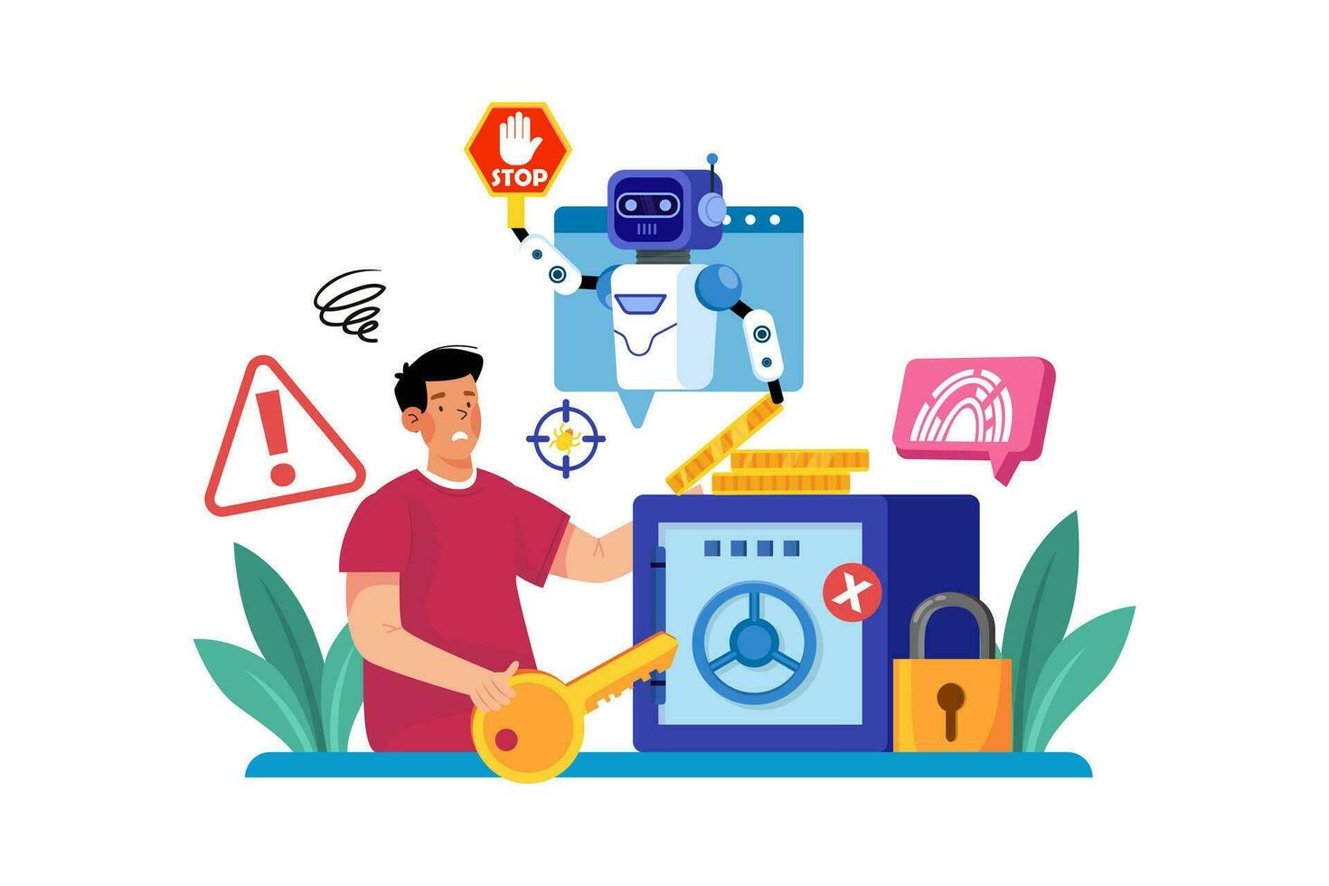 AI detects financial fraud and prevents it. vector