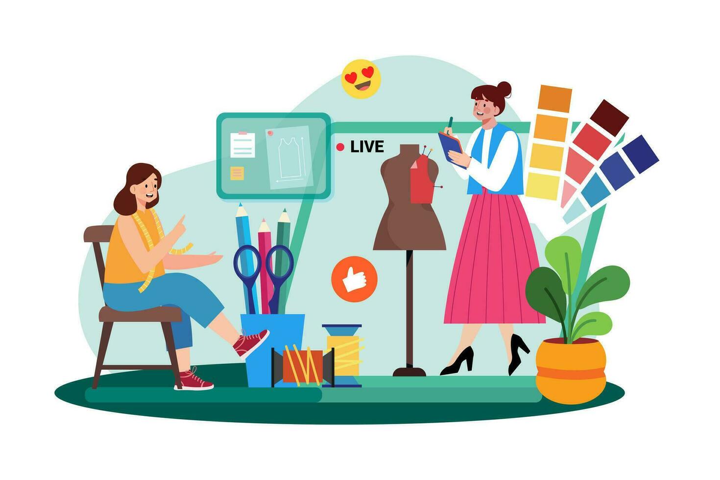 Fashion enthusiast follows designers for trends. vector