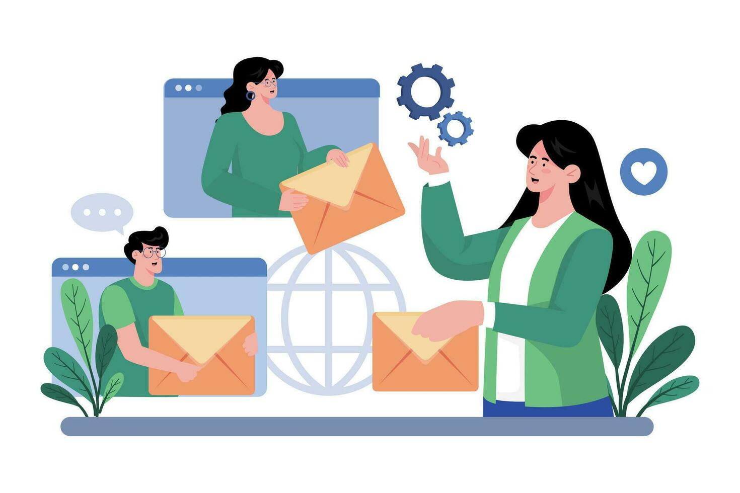 Email service integrates with third-party email clients. vector