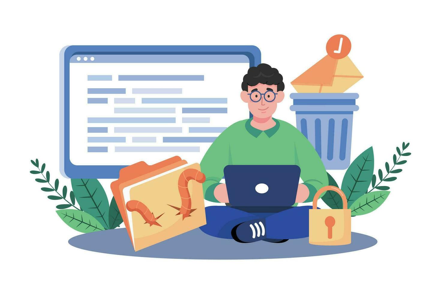 Email service offers advanced spam and virus protection. vector