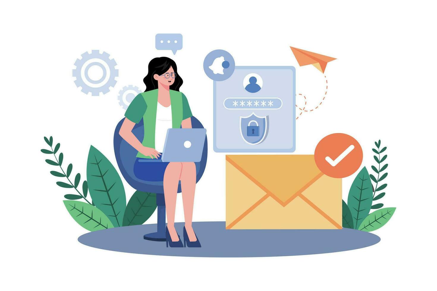 Users sign up for email service for online communication. vector