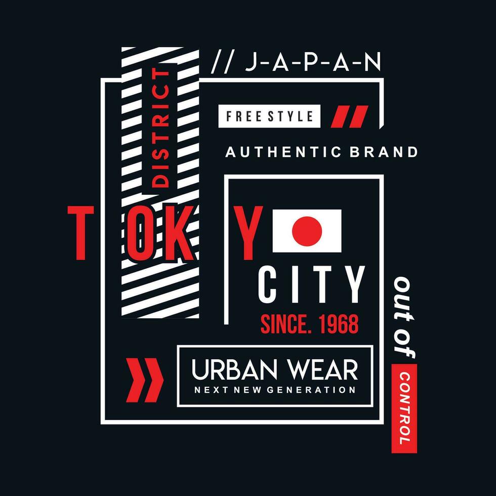 tokyo urban wear text frame graphic, typography vector, t shirt design illustration, good for ready print, and other use vector