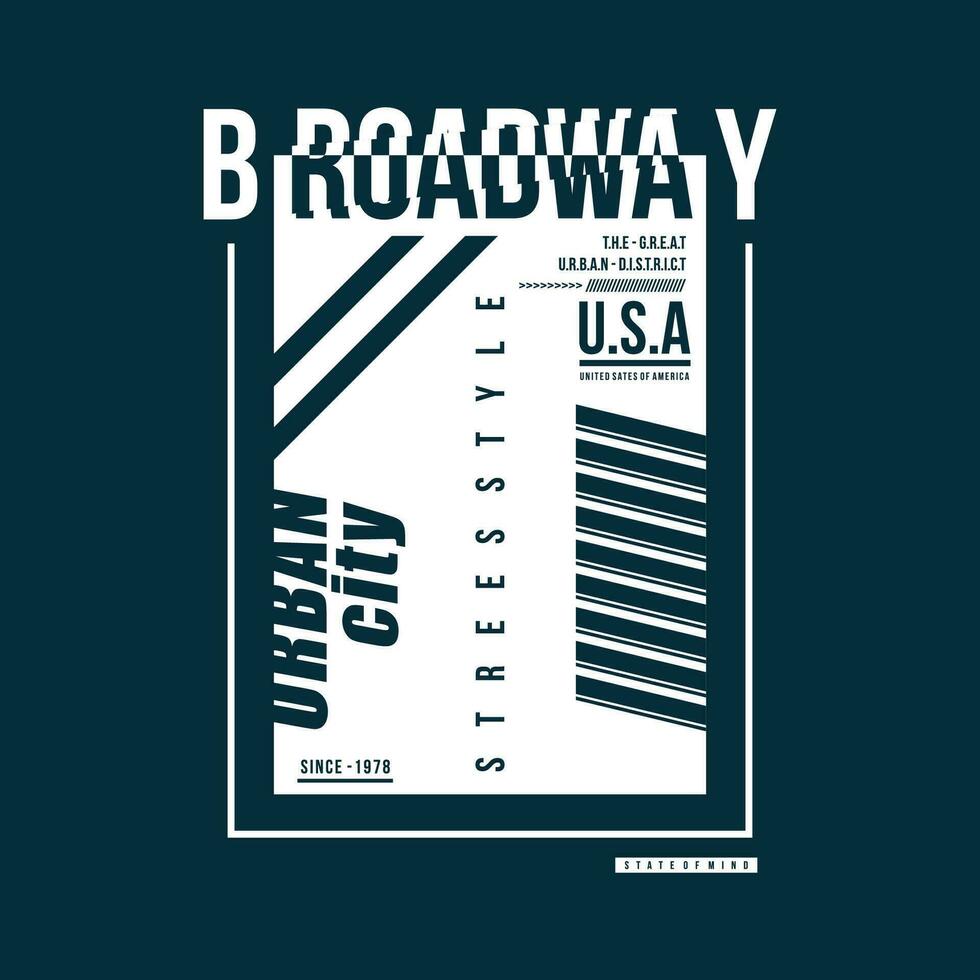 Broadway urbano ciudad gráfico, tipografía t camisa, vector diseño ilustración, bueno para casual estilo
