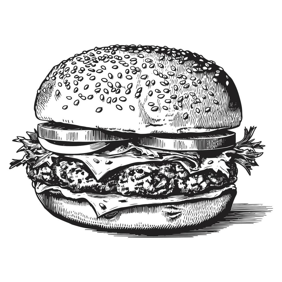 Beautiful Burger Silhouette - Generative Ai vector