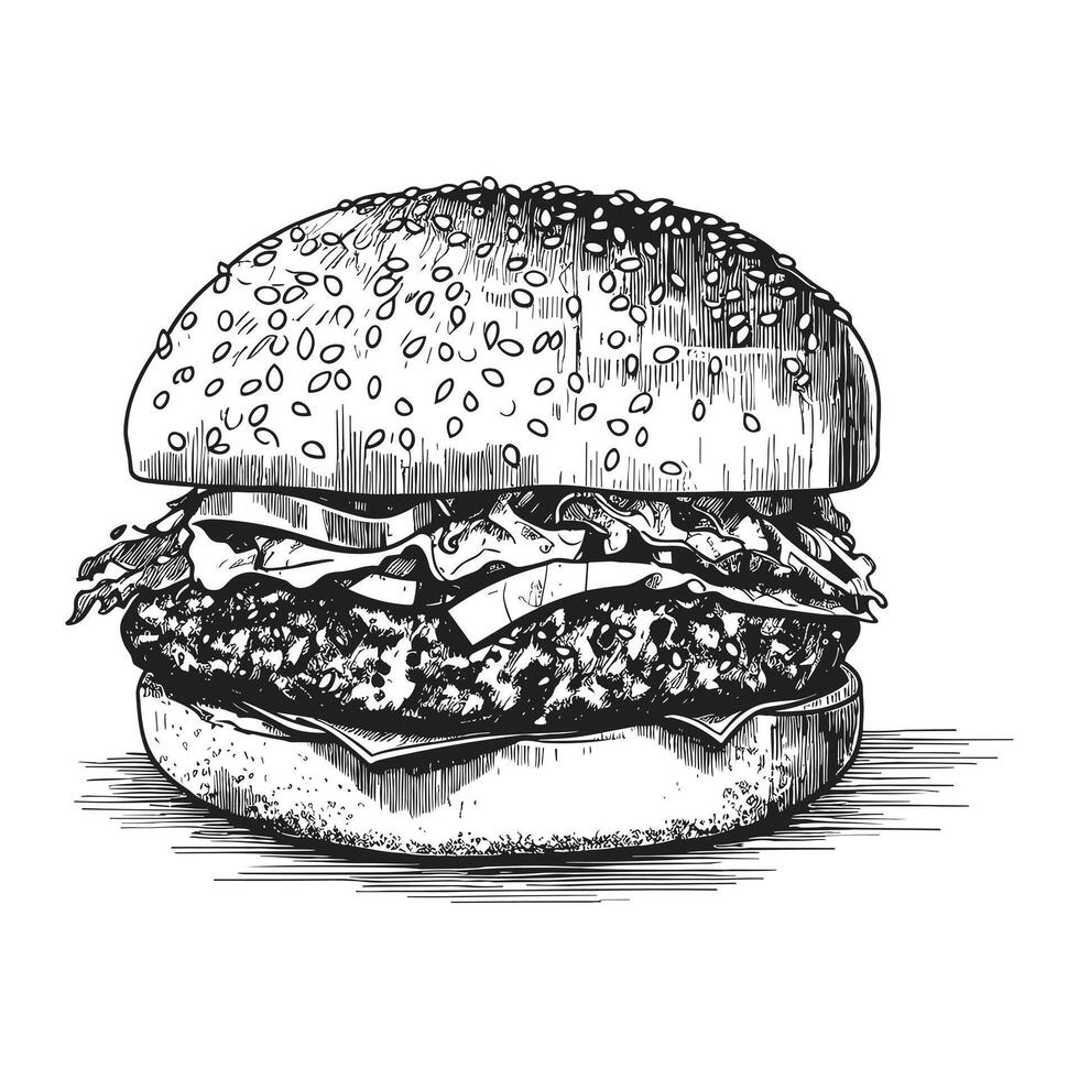 Beautiful Burger Silhouette - vector