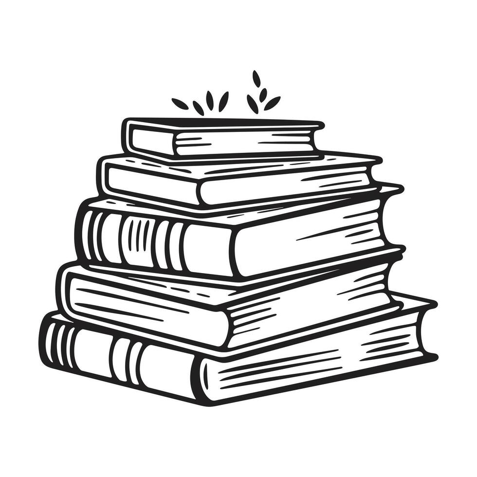 Beautiful Book Pile - vector