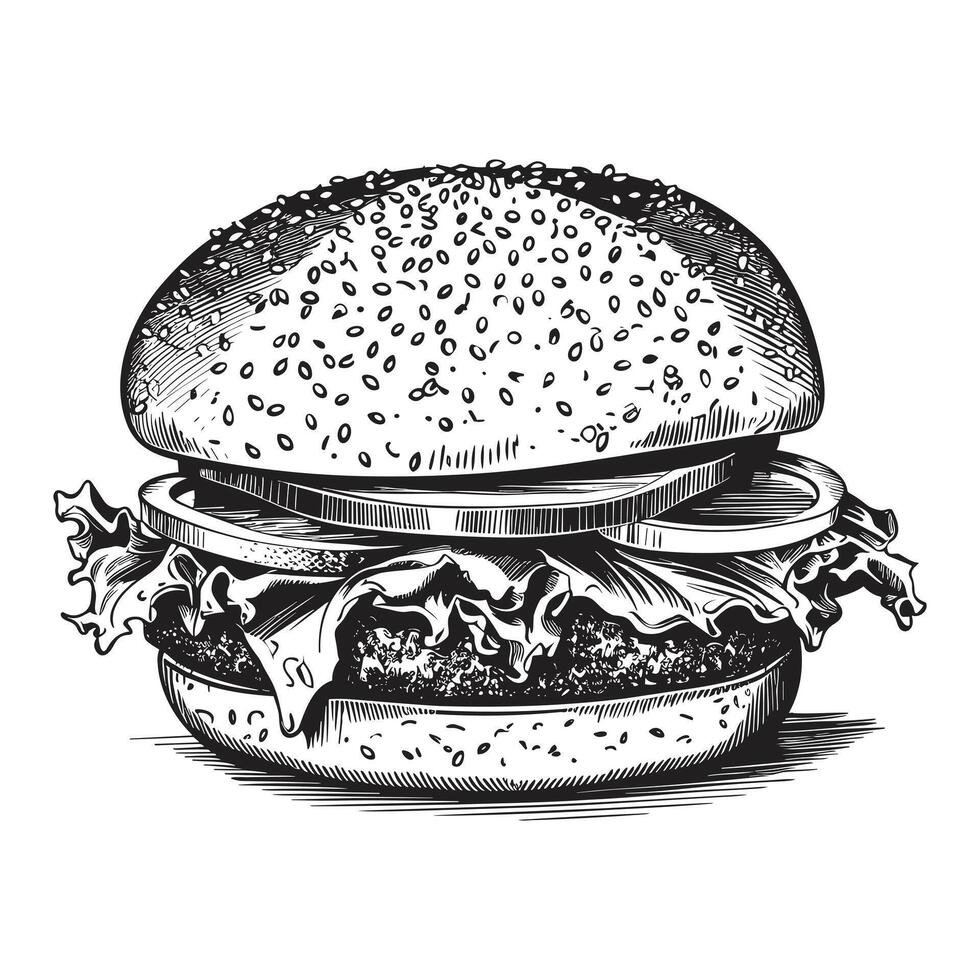 Beautiful Burger Silhouette - vector