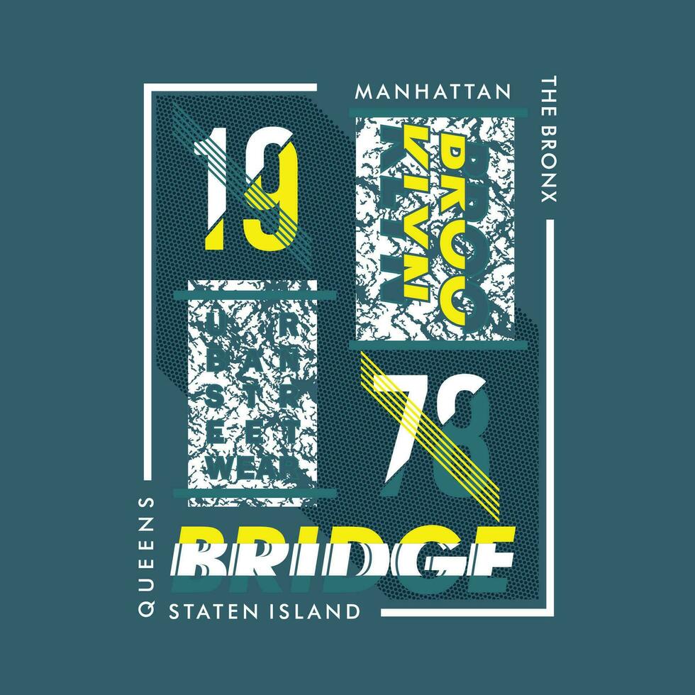 brooklyn bridge graphic design, typography vector, illustration, for print t shirt, cool modern style vector