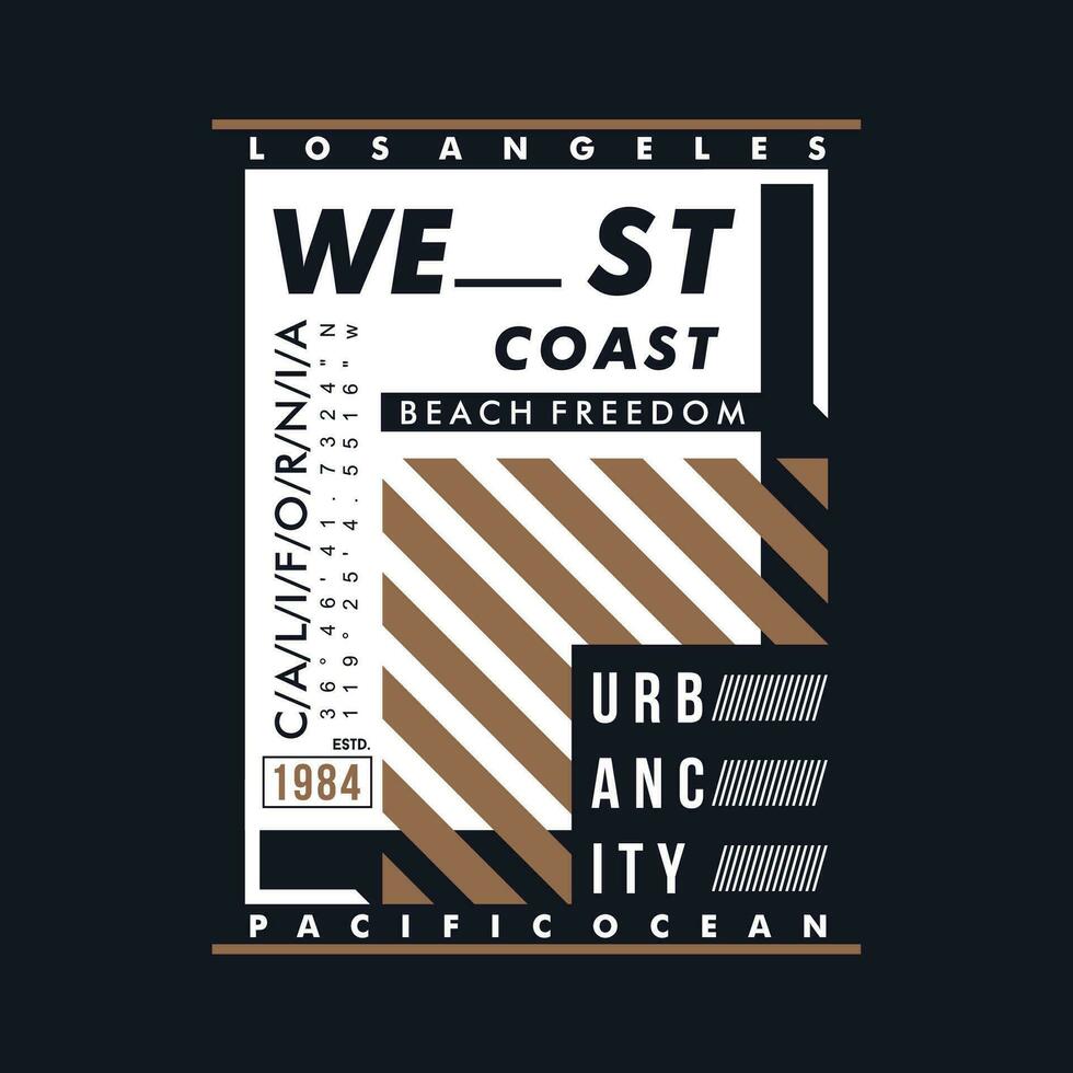 west coast california graphic design, typography vector, illustration, for print t shirt, cool modern style vector