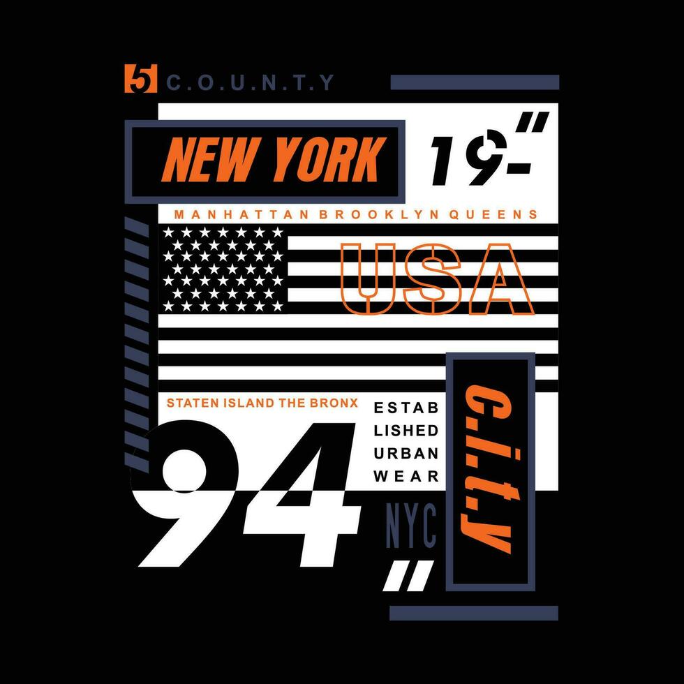 new york city graphic typography vector, t shirt design, illustration, good for casual style vector