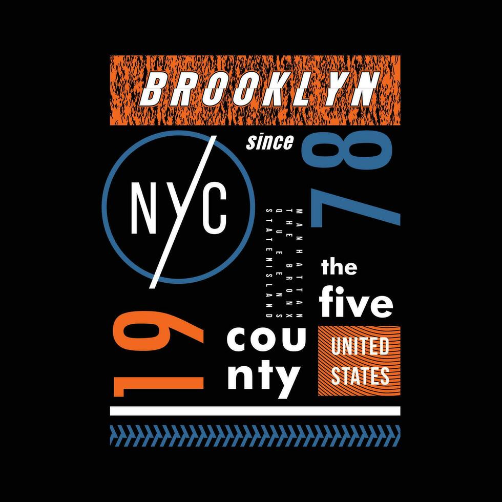 brooklyn Nueva York tipografía gráfico diseño, para t camisa huellas dactilares, vector ilustración