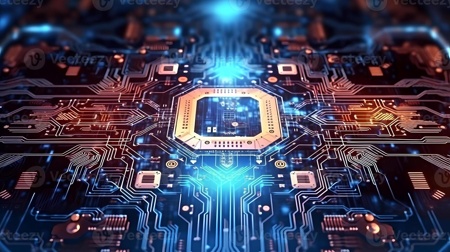 a close up of a computer circuit board, computer graphics technology background photo