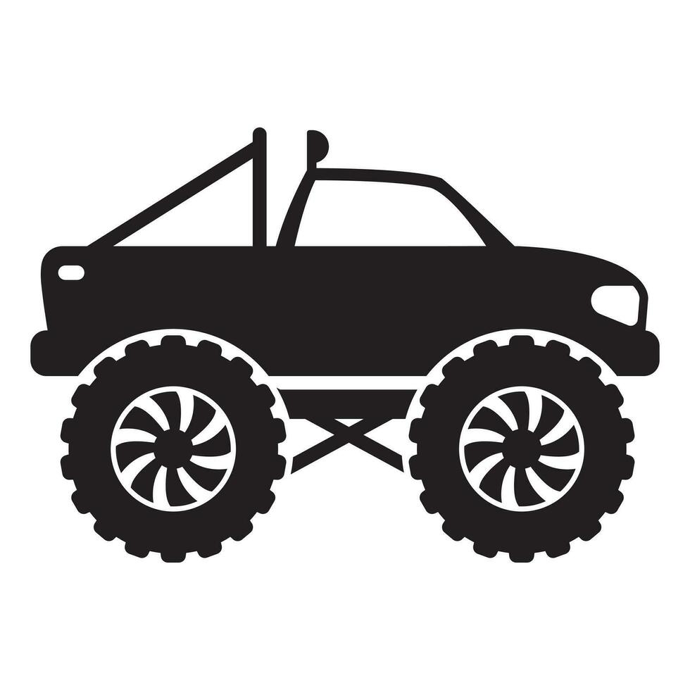 monstruo camión icono, 4x4 extremo coche silueta ilustración para niños, vector ilustración.