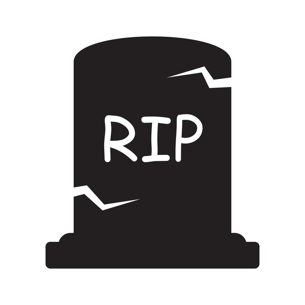 Funeral gravestone icon. Tombstone icon. Rip grave icon vector. Halloween vector illustration.