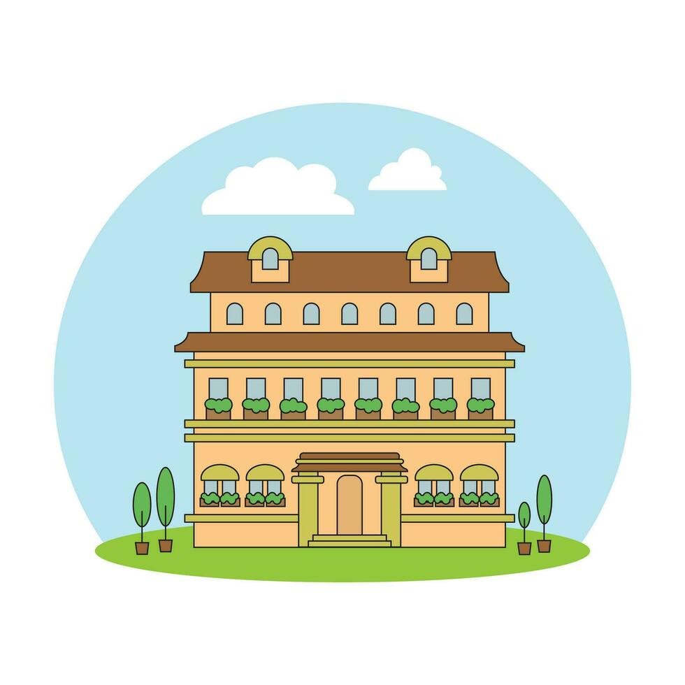 Big city house flat illustration. City home background. vector