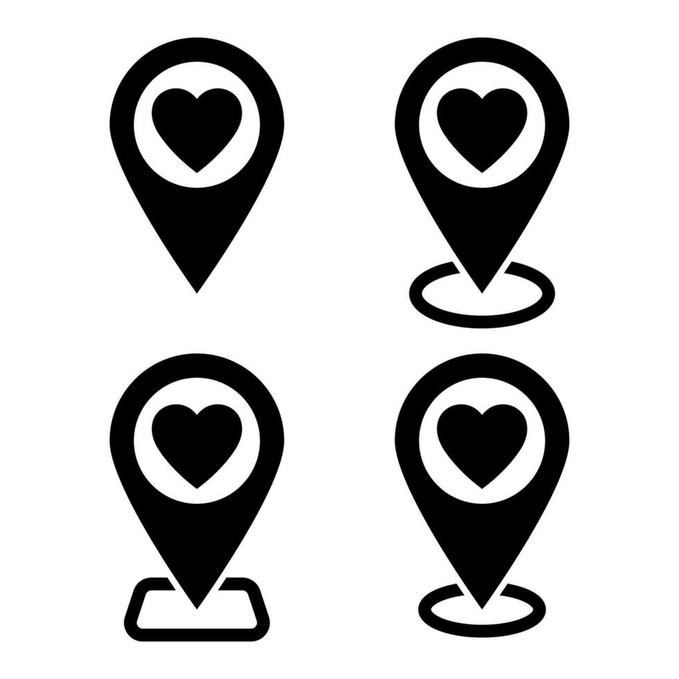 mapa puntero con corazón icono, icono con corazón en GPS navegación estilo. mapa alfiler icono, ubicación alfiler vector icono.