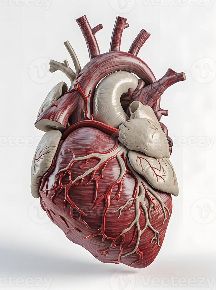 humano corazón anatomía en blanco antecedentes alto resolución ai generado foto