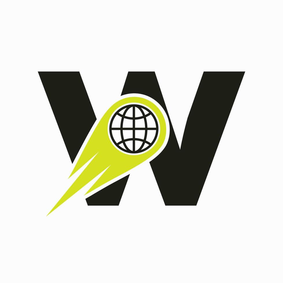 letra w logo concepto con global mundo icono vector modelo
